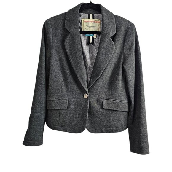 Cartonnier Blazer Anthropologie Corp Core Charcoal Gray Cotton Blend Jacket - Picture 1 of 8